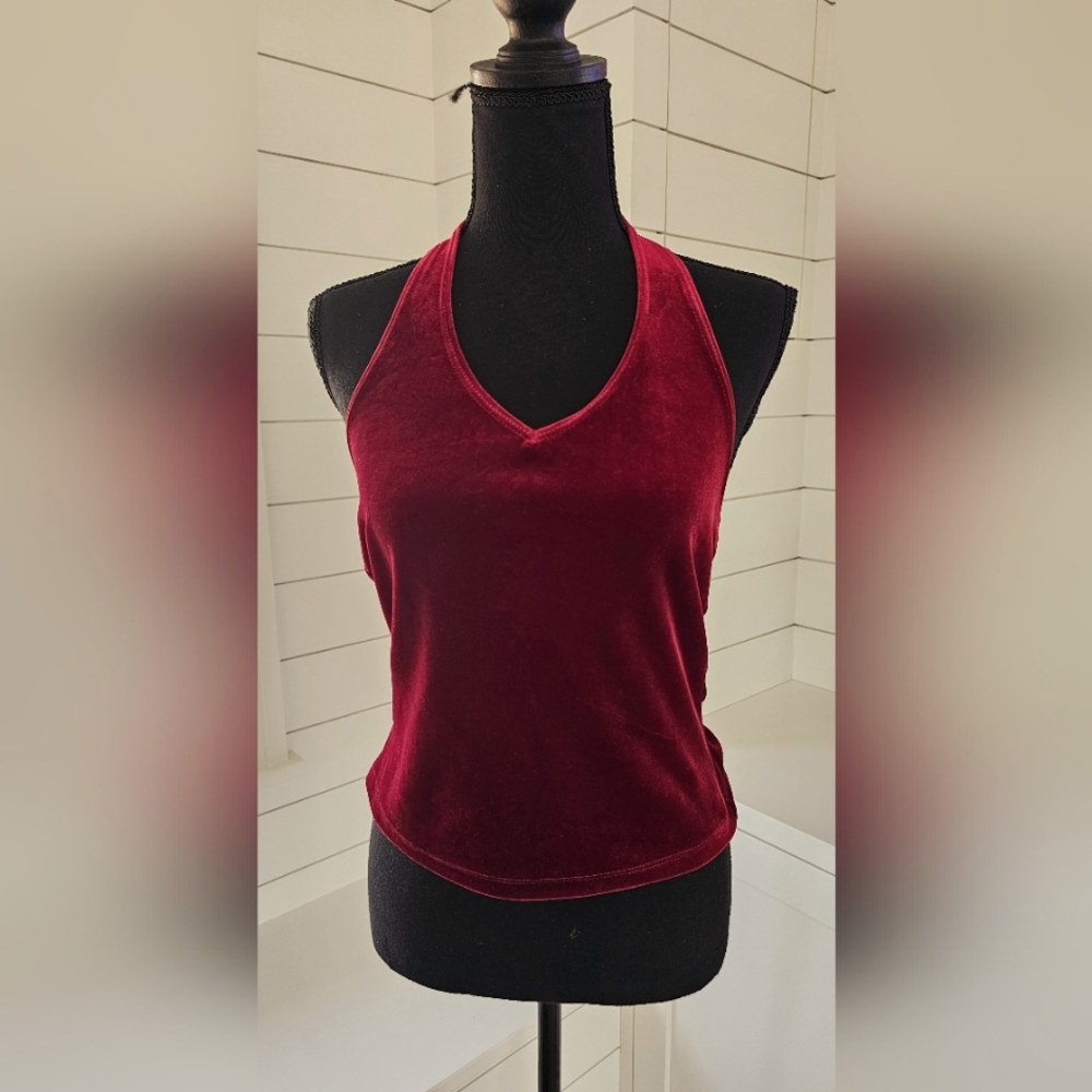 Velvet Burgundy Halter Top